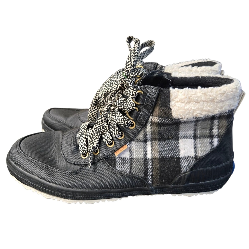KEDS Scout Women's Black Shearling Plaid Rain Boots 7.5‎